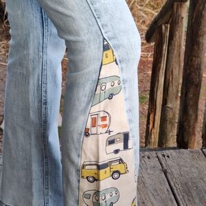 Light Blue Indigo Rein Women's Jeans with Cool Added Panels For 70s Vibe